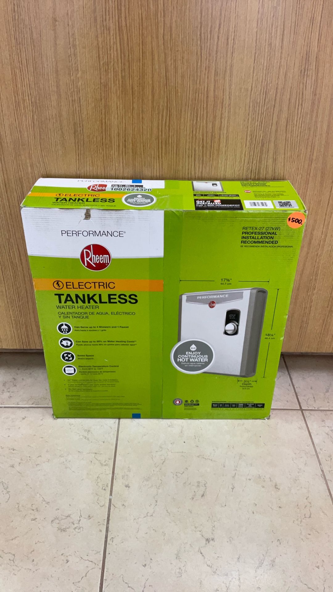 RHEEM PERFORMANCE RETEX-27 (27kW) ELECTRIC TANKLESS WATER HEATER.