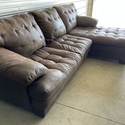 Suede Tufted Sectional Like New
