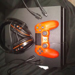 PS4 with HDMI Cord And Power Cord, Red Control But Headphones Not Included 