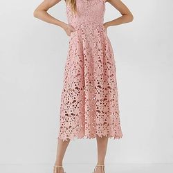 Express Lace Cami Midi Dress - Blush - Size S