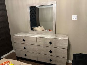Dresser with mirror and nightstand