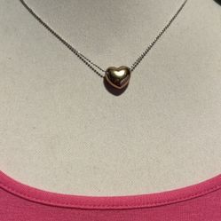Vintage Dyadema 925 Italy Sterling Silver Puffy Heart 16" + 2" Signed
