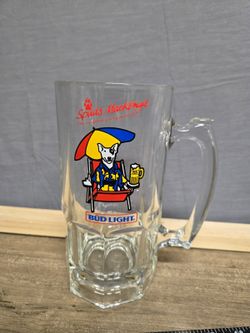 Bud Light Spuds Mackenzie Clear Glass Beer Mug 32 Ounce