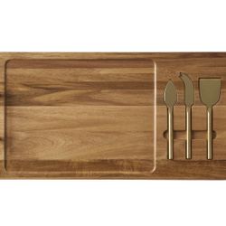 🎉 Acacia Wood Cheese Board + Stainless Steel Knife – BRAND NEW! 🎉