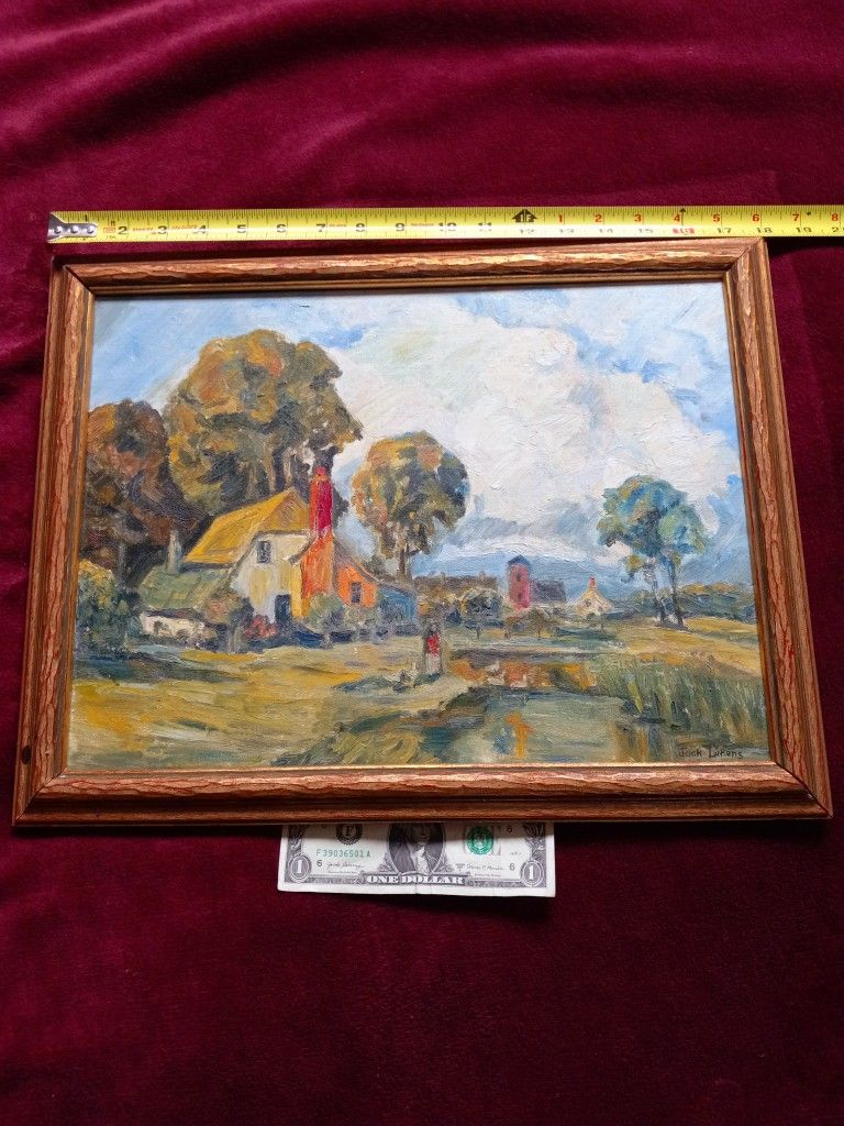 $25! Cool Antique Oil Painting,  Signed