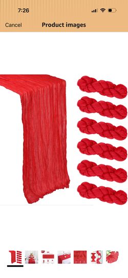 6 Pack Red Table Runner Cheesecloth 10Ft Easter Spring Gauze Cheese Cloth Table Runner 35x120 Inch Boho Sheer Rustic Fabric for Holiday Party Decor Ba