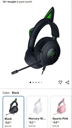 Razer Kraken Kitty V3 X Wired Gaming Headset, Kitty Ears, Black