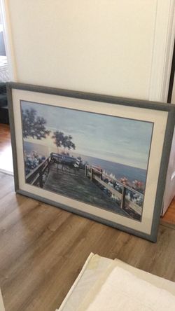 DIANE ROMANELLO MATTED AND WOOD FRAMED WALL HANGING 42 X 32