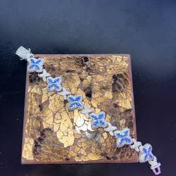 Moissanite Cuban Blue Bracelet 