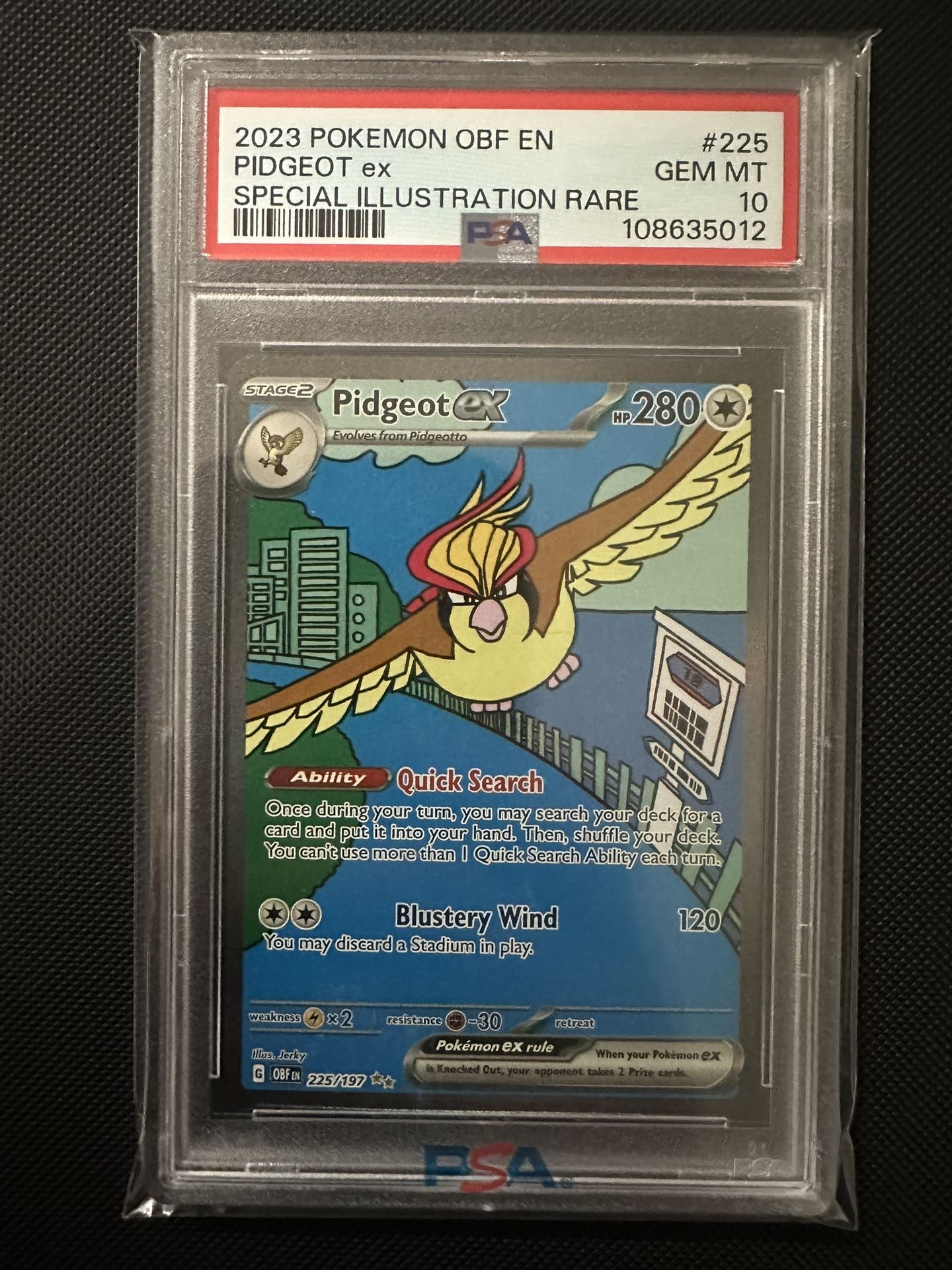 2023 Pidgeot ex 225/197 Sv03: Obsidian Flames SIR Holo PSA 10 Gem Mint