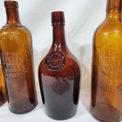 4 Antique Marlt Whiskey Bottles