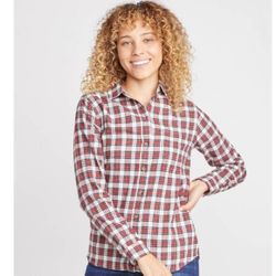 Marine Layer Kendall womens shirt red plaid button down sz medium Collared Nwot