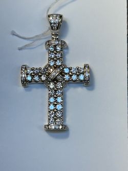 10kt Diamond cross pendant