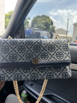 Tory Burch , rarely used purse , Navy Blue/Grey/Gold