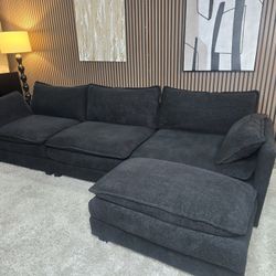 Modern Black Modular L Shape Scetional With Reversible  Chaise 