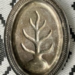 Vintage - 16" Silver Plated Tree of Life Footed Serving Platter