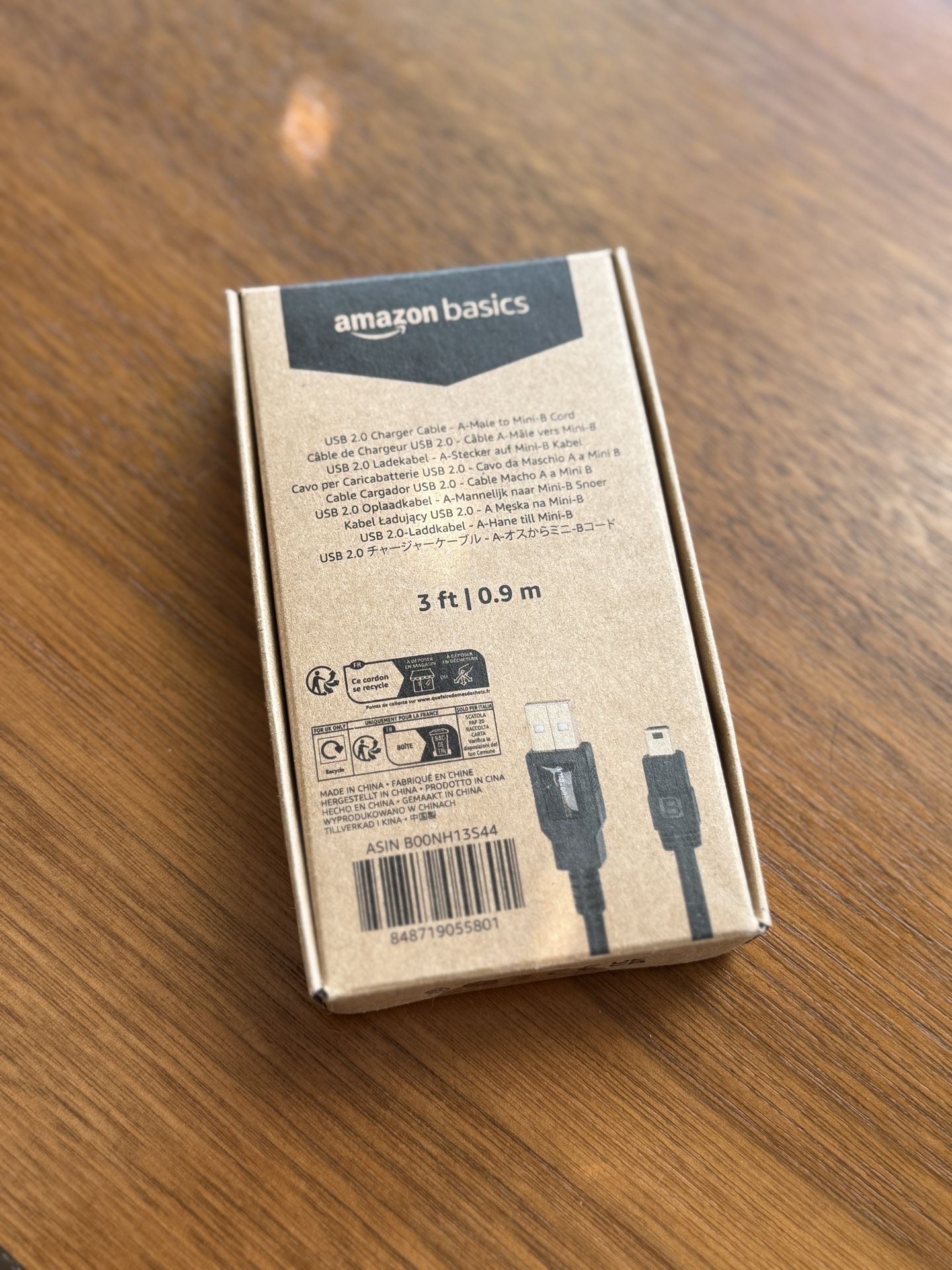 USB-A to Mini B USB 2.0 cable 3ft