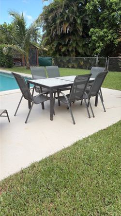 Exterior patio set with 6 chairs