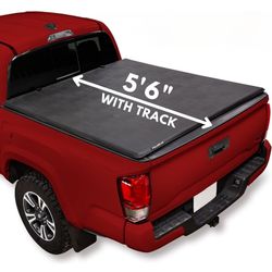 LEER FOLDITUP | Fits 2014-2023 Toyota Tundra with 5'6" Bed w/Track | Soft Tri-Fold Truck Bed Tonneau Cover | Easy Install | 4F289