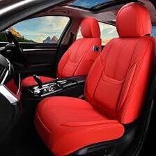 FREESOO Premium Car Seat Covers - Red Leatherette - Universal Fit
