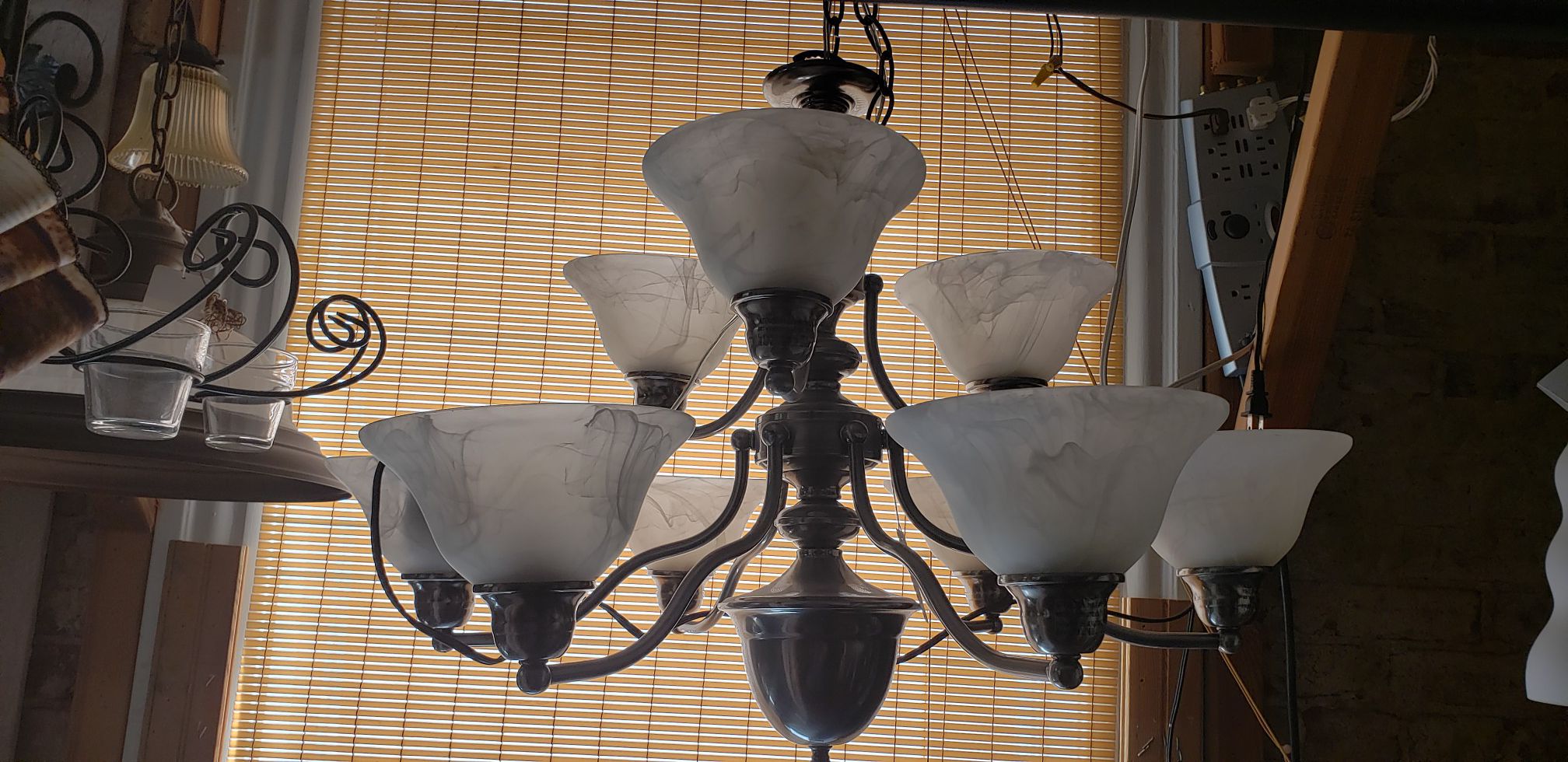 2 tier 9 light chandelier with beautiful globes