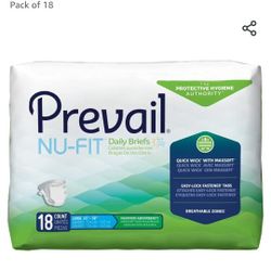 NEW XL PACK OF PREVAIL DIAPERS SIZE L (18) PER PACK 8 AVAILABLE 