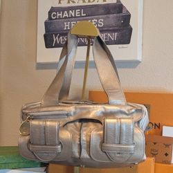 CHLOE mini Boston Women's Fashion Grey Pocket with Charm Casual 