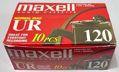 Lop Of  10 Maxell UR 120 Minute  Audio Cassette Tape  (#1393)