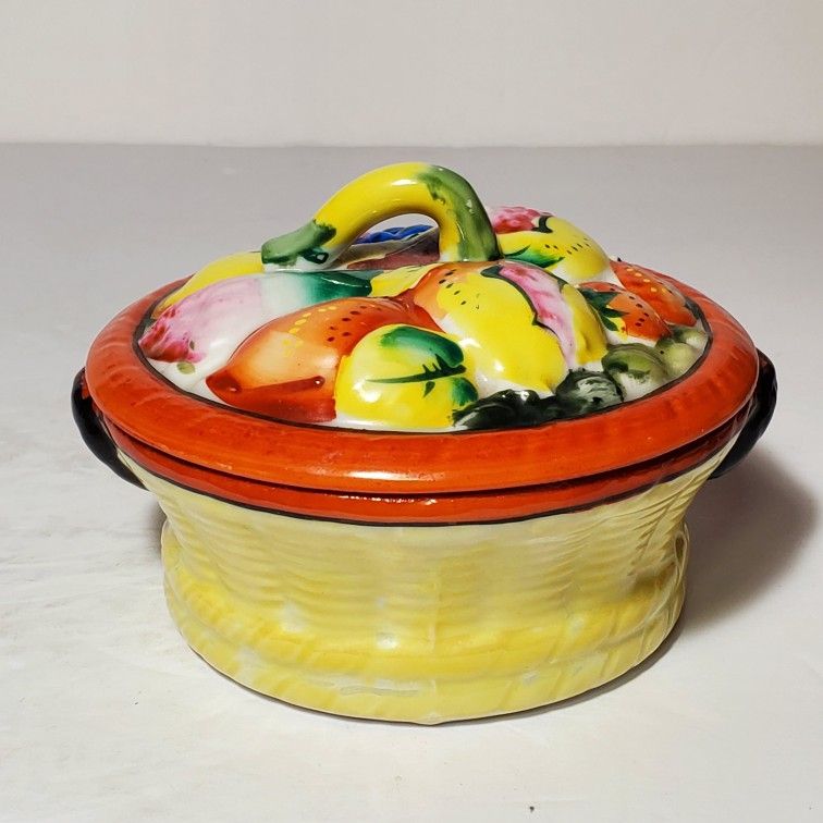 Vintage Gold Castle Fruit Trinket Box Vintage