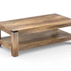 Rectangular Coffee Table With 2-Tier Storage