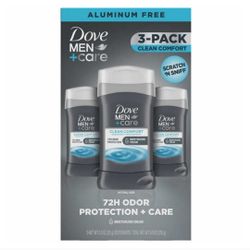 3 Pack, Dove Men+Care Aluminum-Free Deodorant; Clean Comfort, 3 oz