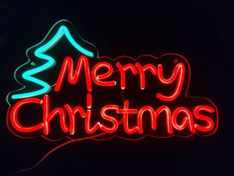 MERRY CHRISTMAS LED LIGHT SIGN.  16.5" X 10".  6 FT. USB CORD.  DIMMER SWITCH.   NEW.  PICKUP ONLY.