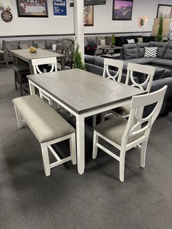 6PC Gray Dining Table Set