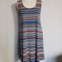 SJS Tank Dress Striped Multicolor Fit and Flare Stretchy ~ Size M
