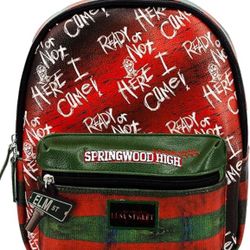 Concept One A Nightmare on Elm Street Mini Backpack, Freddy Krueger Small Travel Bag Purse for Men and Women, Multi, 10 Inch