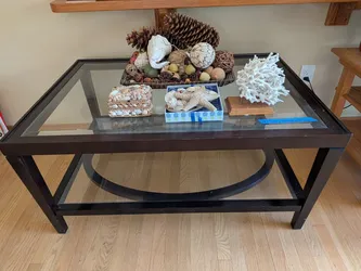 Dark Wood Glass Top Coffee Table