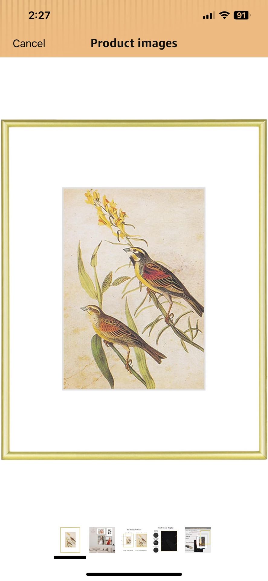 9x12 Picture Frame, Matte Gold Modern Thin Aluminum Metal Photo Frame with HD Glass, Fits 6x8 with Mat or 9 x 12 without Mat, for Tabletop and Wall Mo