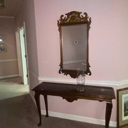 Antique Mahogany Queen Anne Style Mirror
