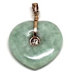 Ladies Jade/14K Gold Heart Pendant