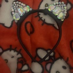 Rhinestoned Kitty Cat Ear Headband 