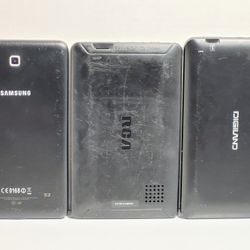 (Lot Of 3) Digiland/RCA/Samsung 7" Tablets NOT WORKING/PARTS REPAIR/ SOLD AS-IS/NO ACCESSORIES INCLUDED. The image shows three tablets. From left to r