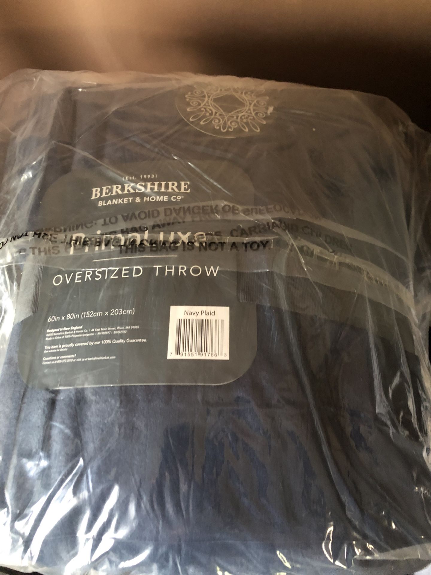Berkshire Blanket And Home Company Oversize Throw Navy And Plaid 