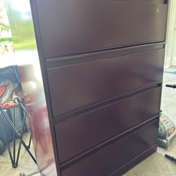 Maroon file cabinet 