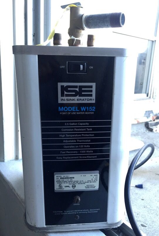 Water heater model ISE IN SINK ERATOR MODEL W152