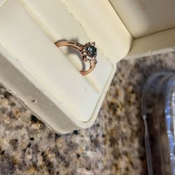 Montana Blue Natural Sapphire Ring 1/4 ct tw Diamonds 10K Rose Gold