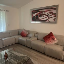 Gray Leather Sofa. All Reclainers