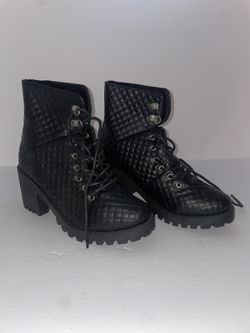 Woman’s Military Boots, Quilted Design. 