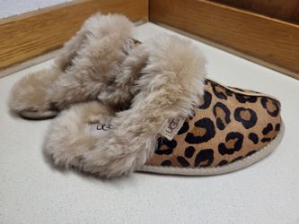 UGG Leopard Print Fur Slippers