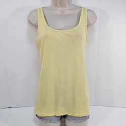 Lauren Ralph Lauren Women's Sleeveless Rib Knit Top Butter Yellow Size L