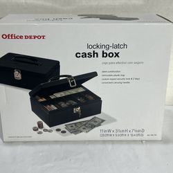 Office Depot Locking-Latch Cash Box Steel Construction plastic Tray 398-750 NEW